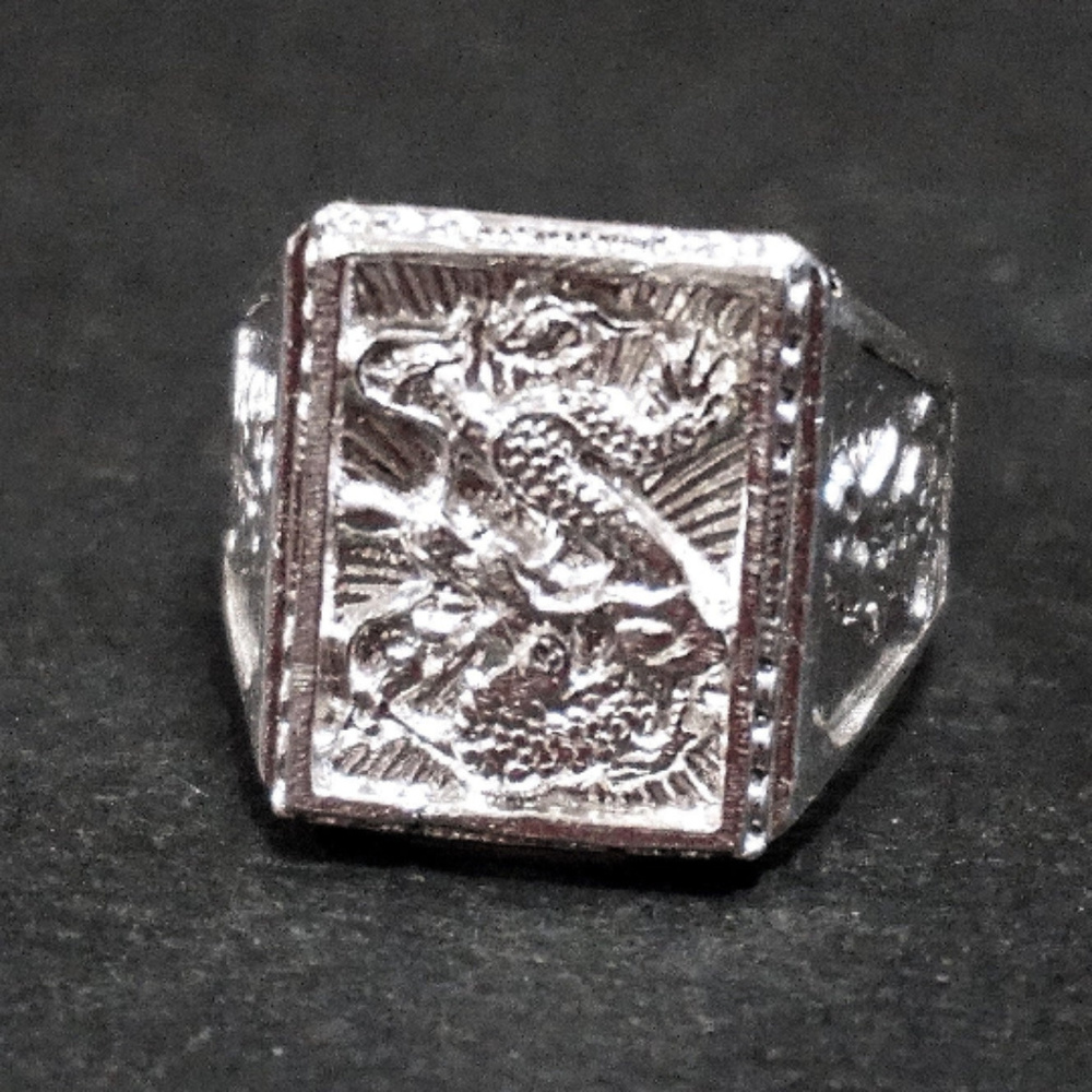 9 2 5 Sterling Silver Zodiac Dragon Men's Ring